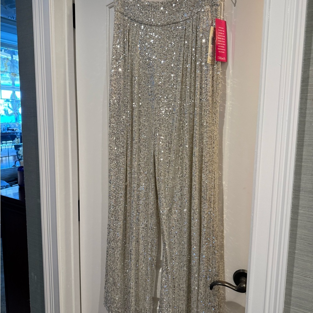 Eliza J Silver Sequin Straight Leg Jumpsuit